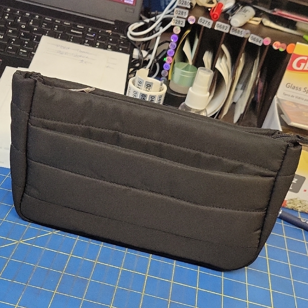 Ulta Black Fabric Quilted Cosmetic Bag 9x5x4 New